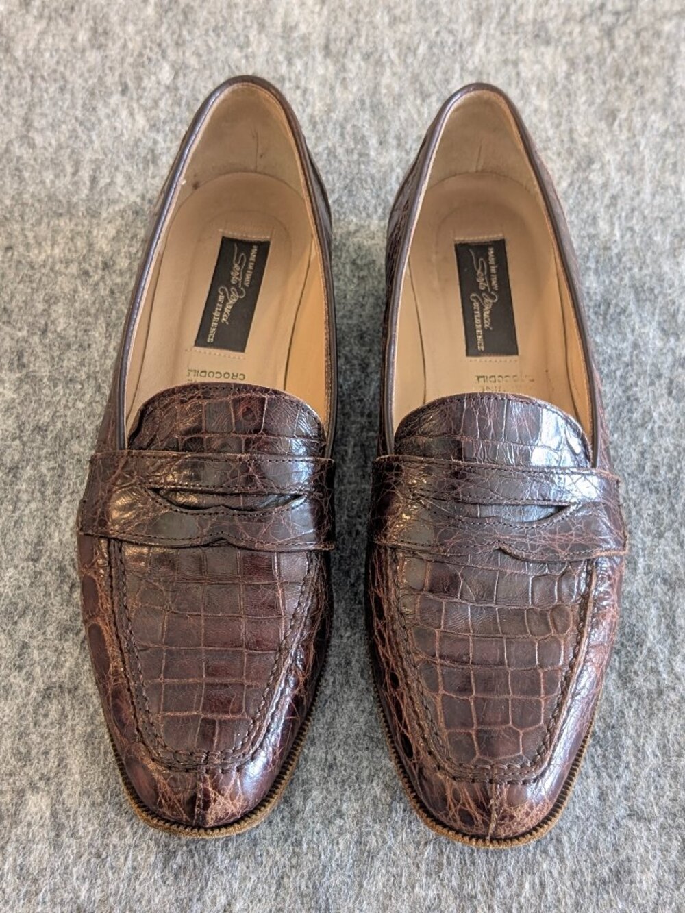 Vintage Sesto Meucci Genuine Crocodile Leather Loafers Women size 9N Brown Italy